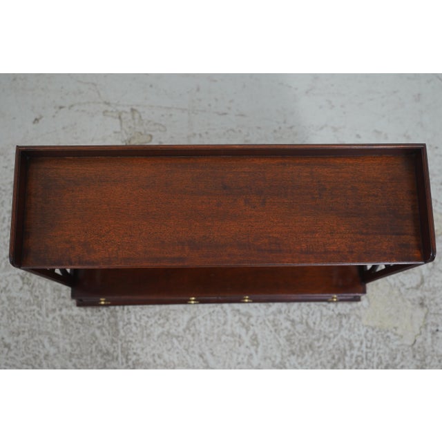 Pair Baker Chippendale Mahogany 1 Drawer Small Bookshelves For Sale - Image 10 of 18