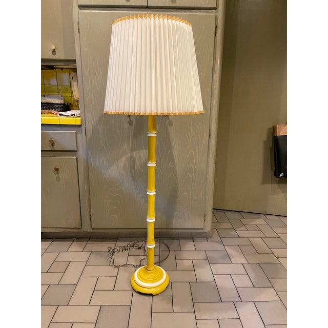 Canary Yellow 1960s Mid Century Yellow Floor Lamp With Shade For Sale - Image 8 of 8