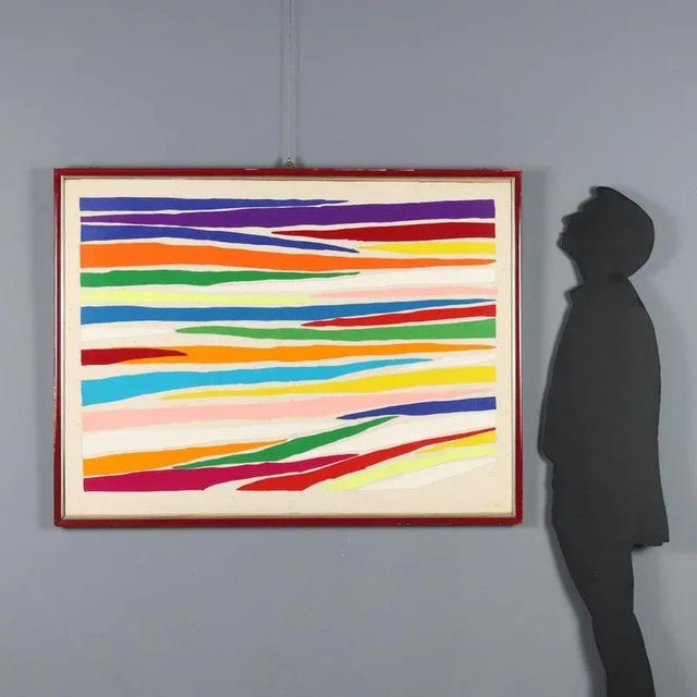 Collage of felt fragments on panel. Signed and dated on the back, with serial number no. 28/75. Dorazio paints abstract-...