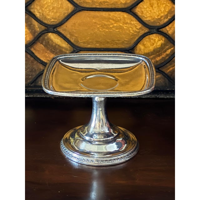 Mid-Century Modern 1940s Hotel Silver Plate Platter Pedestal Candy Dish, “The Roosevelt Nyc” For Sale - Image 3 of 10