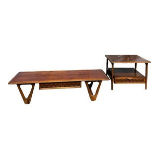 1960s Mid Century Lane Perception Coffee Table and End Table - Set of 2 For Sale