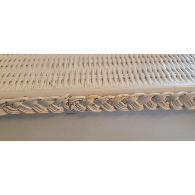 1980s Coastal White Henry Link Wicker Nightstand by Lexington For Sale - Image 11 of 18