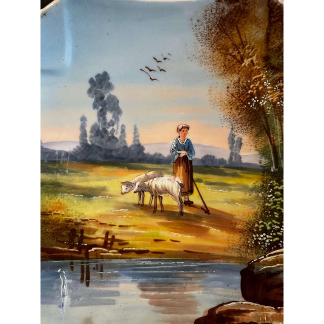 Mid-Century French Limoges Painted Porcelain Wall Platters- Set of 3 For Sale In Dallas - Image 6 of 11