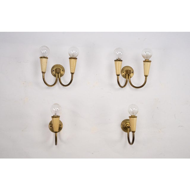 Mid-Century Modern Italian Sconces in Lacquer and Brass, 1960s, Set of 4 For Sale - Image 14 of 15