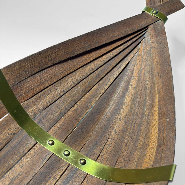 Brown Mid-Century Scandinavian Viking Ship Fruit Bowl in Teak and Brass, Sweden, 1950s For Sale - Image 8 of 9