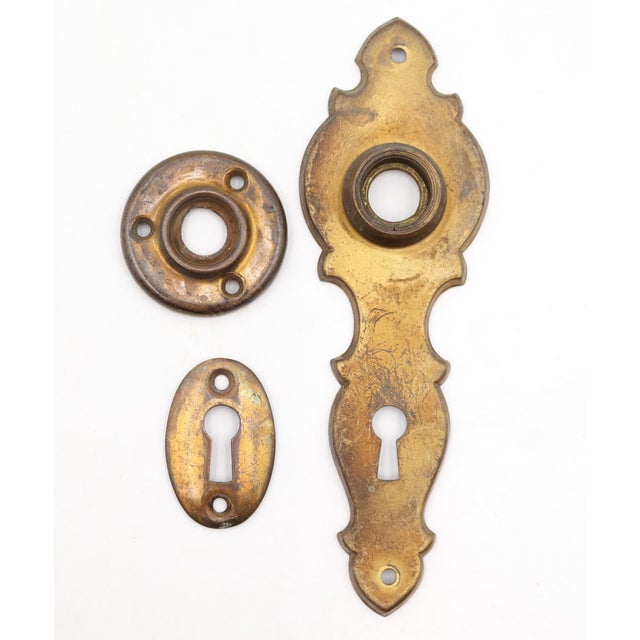 Metal Vintage Traditional Pressed Brass Passage Door Knob Set For Sale - Image 7 of 8