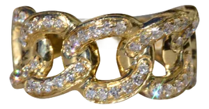 Unisex 14K Curb Link Style Band set with Diamonds