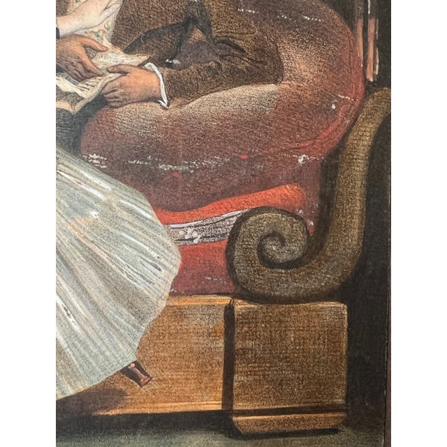 1920s Regency Style Print of Man and Woman in Salon For Sale In Houston - Image 6 of 9