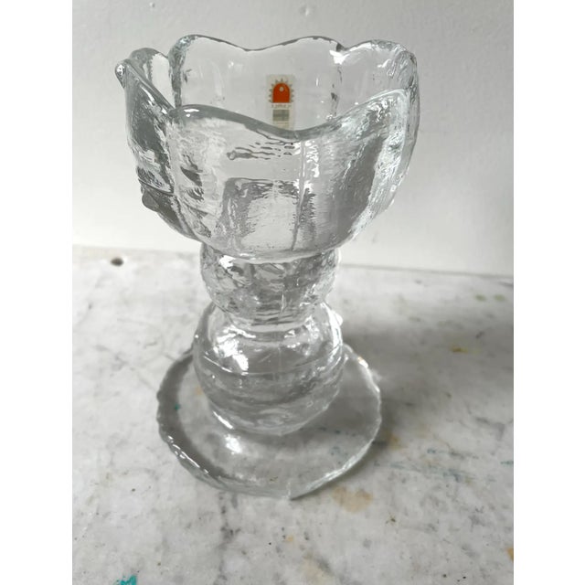 20thC. MCM Pertti Santalahti Humppila Clear Glass Candle Holder For Sale - Image 4 of 6