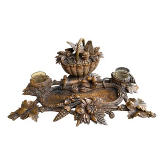 Black Forest Carved Inkwell For Sale