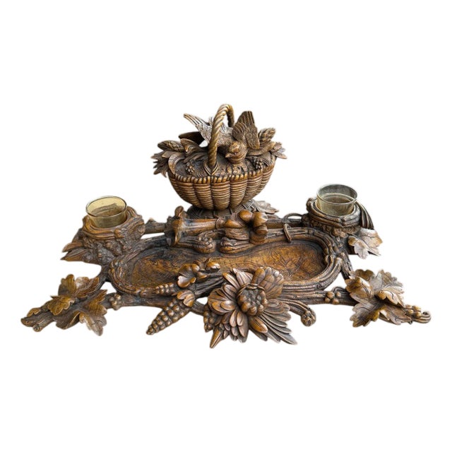 Black Forest Carved Inkwell For Sale