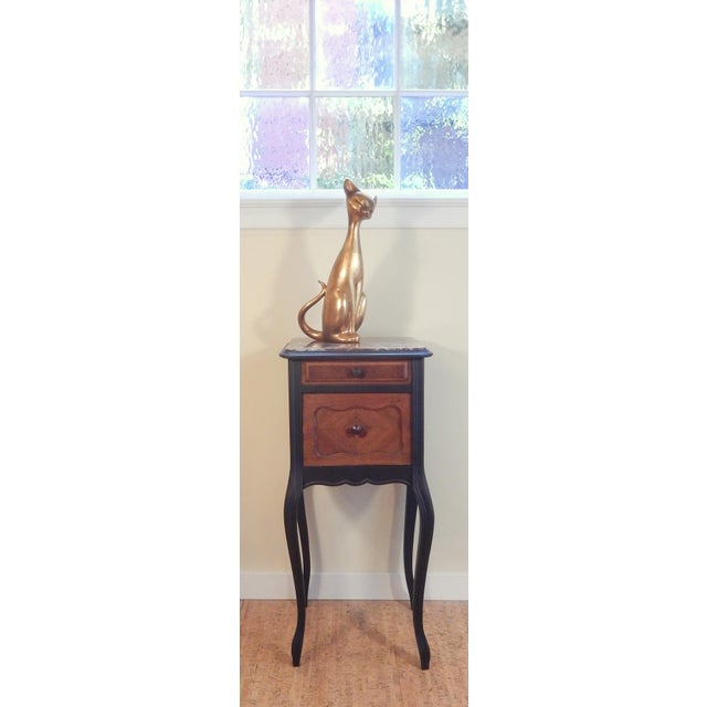 French Early 1900's French Walnut and Marble Top Table For Sale - Image 3 of 7