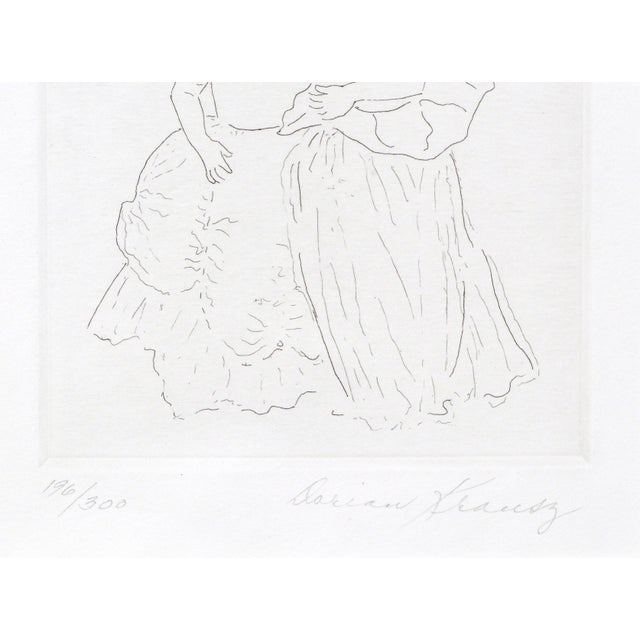 Figurative Etching of Two Girls in Gowns, Line Drawing by Dorian Krausz For Sale In Monterey, CA - Image 6 of 6