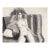 Nude Woman on Striped Chair #1 in Charcoal and Gouache on Paper by Katherine Kallick For Sale