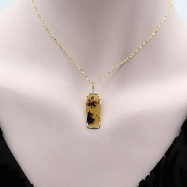 14K Gold Landscape Agate Pendant For Sale - Image 4 of 4