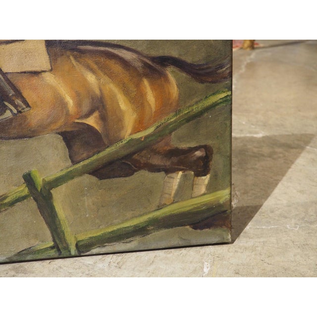 Early 20th Century The Hunter Jumper, Early 1900s Signed European Equestrian Oil on Canvas Painting For Sale - Image 5 of 18