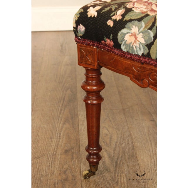 Brown Antique Renaissance Revival Pair of Carved Walnut Armchairs For Sale - Image 8 of 13