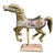 Mid 20th Century Carved Wooden Carousel Horse, Painted in Metallics, With Original Wooden Base and Metal Pole For Sale