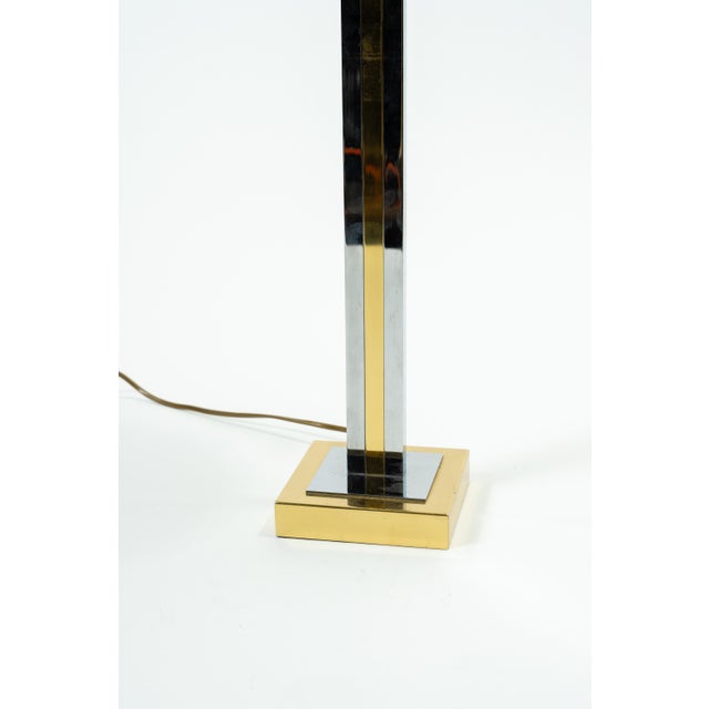 Hollywood Regency Table Lamp in Gold and Chrome with Fabric Shade from Maison Jansen, 1970s, in Very Good conditions....