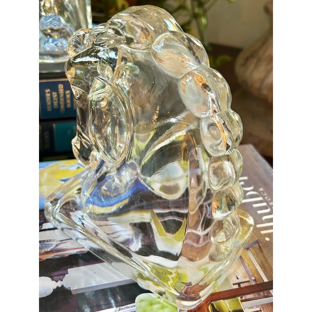 Transparent 1950s Federal Glass Horse Head Equestrian Bookends - A Pair For Sale - Image 8 of 11