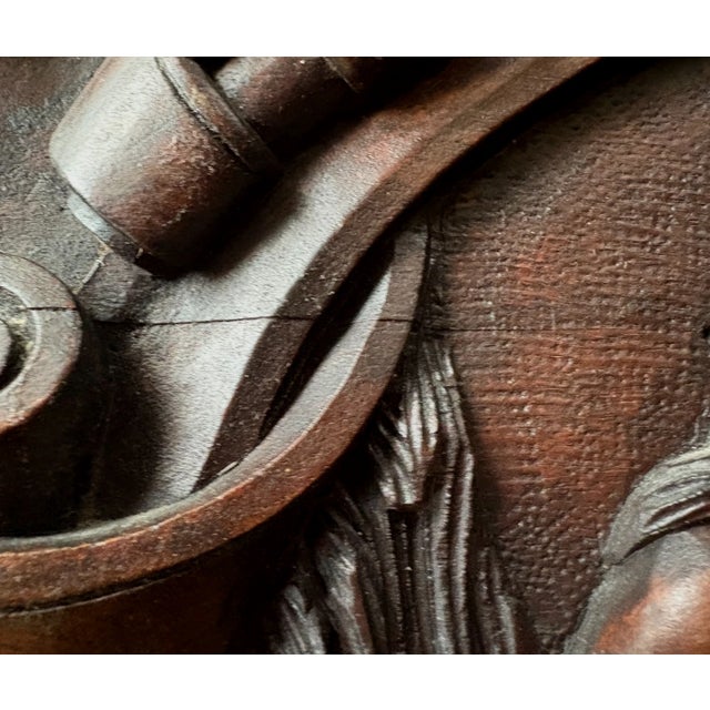 Antique 19thc Large Traditional Carved Wood Sculpture Panel Female With Cherubs For Sale In Miami - Image 6 of 10