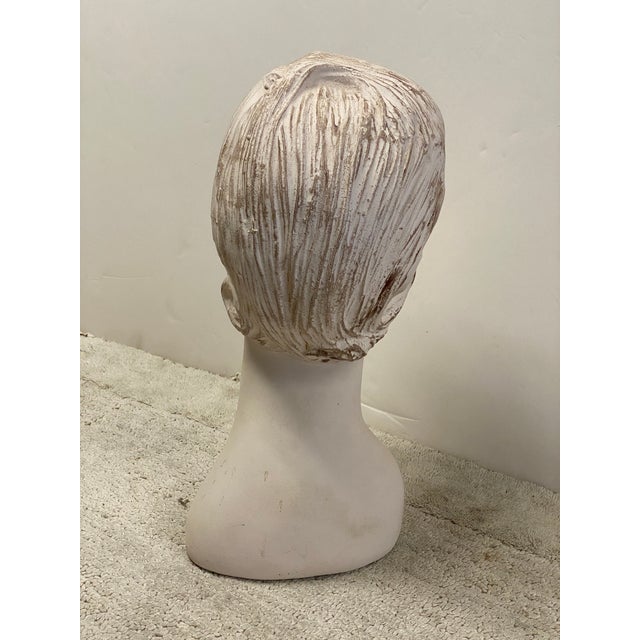 Mid-Century Modern Vintage 1970s Hat Wig Stand Head Store DIsplay Long Neck Ceramic Mannequin For Sale - Image 3 of 12