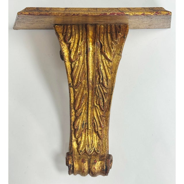 Traditional Vintage Gilt Wood Scrolled Acanthus Leaf Wall Shelf For Sale - Image 3 of 7