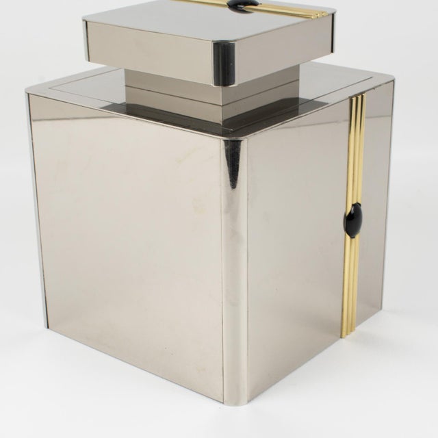 Romeo Rega Barware Brass and Chrome Ice Bucket Cooler, Circa 1970 For Sale - Image 10 of 12