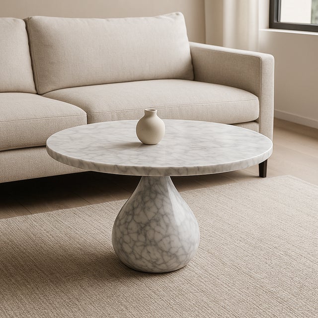 Not Yet Made - Made To Order Round White Carrara Marble Coffee Table by Andrea Grasso For Sale - Image 5 of 7