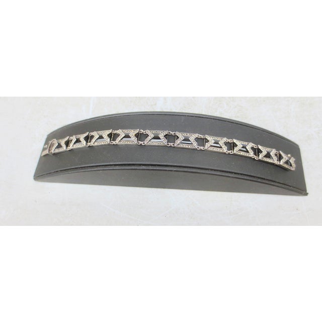 Art Deco Art Deco Marcasite and Black Onyx Bracelet For Sale - Image 3 of 6