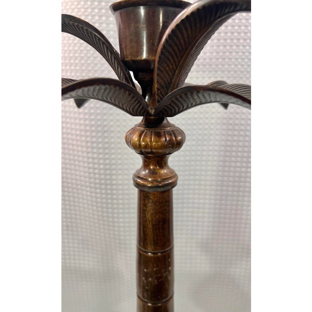 Late 20th Century Vintage LPatinated Brass Palm Tree Candlestick Holder For Sale - Image 5 of 11