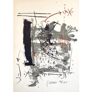 Igael Tumarkin, Israeli Tumarkin Abstract Modernist Graffiti Art Lithograph Print "Broken Hour", c.1959 For Sale
