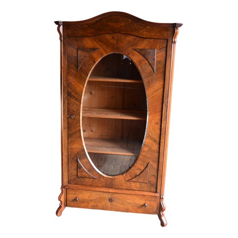 Antique Walnut Display Bookcase For Sale