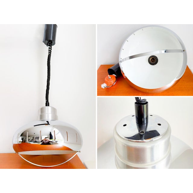 Mid-Century Modern Space Age Dutch Pendant Lamp in Chrome by Herda, 1970s For Sale - Image 10 of 12