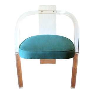 1960s Mid Century Modern Charles Hollis Jones Style Lucite Arm Chair For Sale