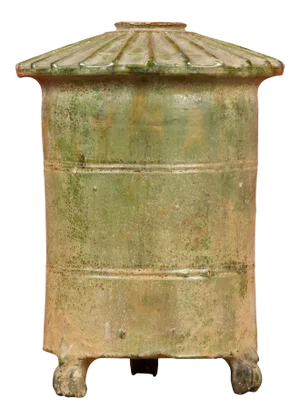 Mid 20th Century Petit Chinese Ming Dynasty 17th Century Terracotta Granary with Verdigris Patina