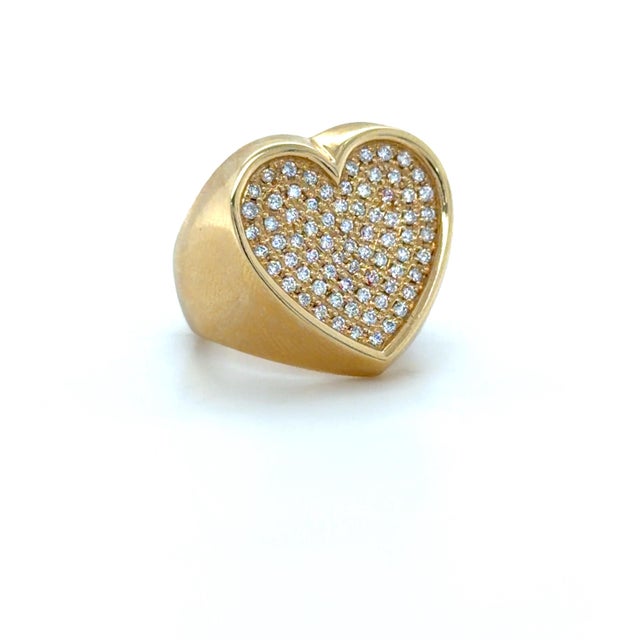 Diamond Pave Heart Ring 18k Yellow Gold, Size 5 For Sale In Chicago - Image 6 of 6