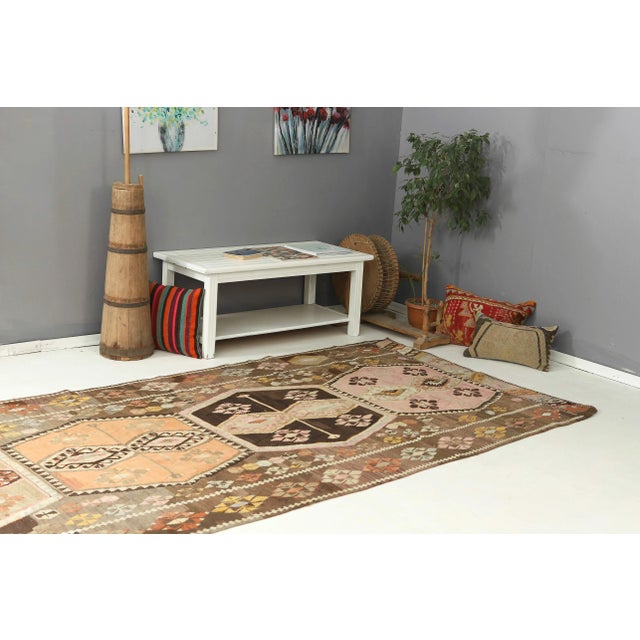 Mid 20th Century Vintage Turkish Kars Kilim Rug For Sale In Los Angeles - Image 6 of 7