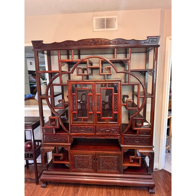 2000 - 2009 Asymmetrical Multi-Tiered Curio Cabinet / Display Hutch: For Sale - Image 5 of 9