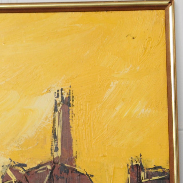 1970s Large Signed Oil Painting on Board | European Canal For Sale In Fayetteville, AR - Image 6 of 7