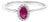 10K White Gold 5X3MM Oval Red Ruby and Diamond Accent Halo Ring (I-J Color, I1-I2 Clarity) - Ring Size 7 For Sale