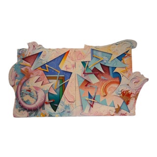 Monumental 103" George D. Green Shaped Canvas Diptych, "Setunthe Woods on Fire" – 1984 For Sale
