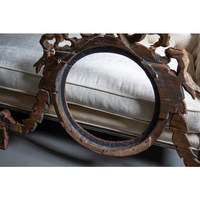 Antique Circa 18th-19th Century French Neoclassical Giltwood Frame Filigree Hand Carved Ribbon Mirror Frame For Sale - Image 10 of 15