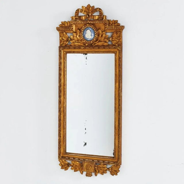Gustavian Mirror with Carved Decorations, 1880s For Sale - Image 6 of 6