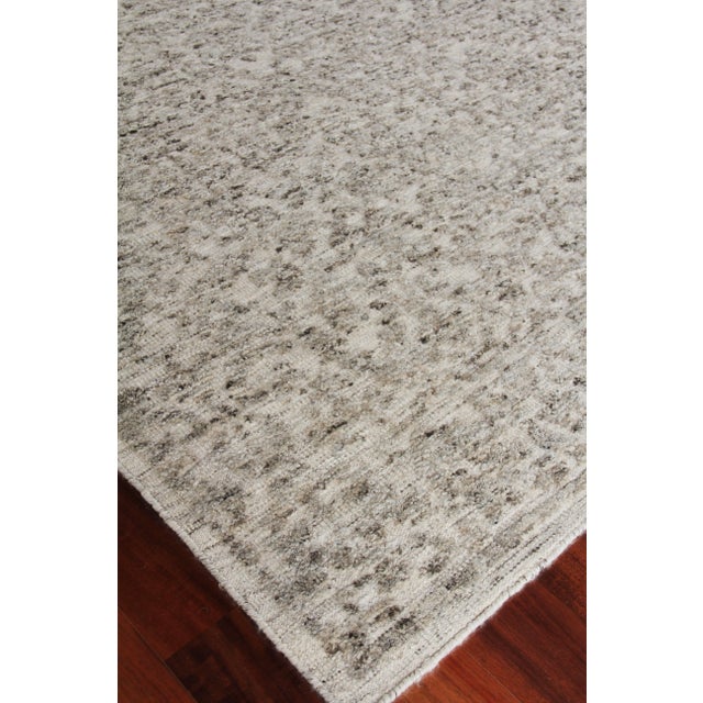 Textile Sens Hand knotted Wool/Viscose Ivory/Gray Rug-10'x14" For Sale - Image 7 of 8