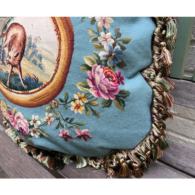 Large Wool & Silk Tapestry Pillow – Les Fables De La Fontaine For Sale In Los Angeles - Image 6 of 9