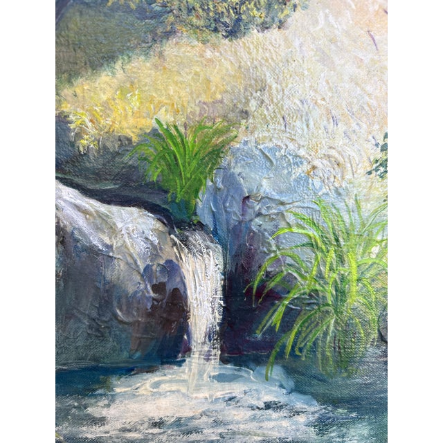 Textile Mid-Century Napa Valley Landscape Oil Painting by Jean Hill – Wooden Valley Creek, 22x30 For Sale - Image 7 of 7