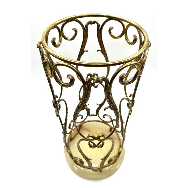 1970s Hollywood Regency Brass and Onyx Marble Umbrella Stand from Banci Firenze, 1970s For Sale - Image 5 of 18
