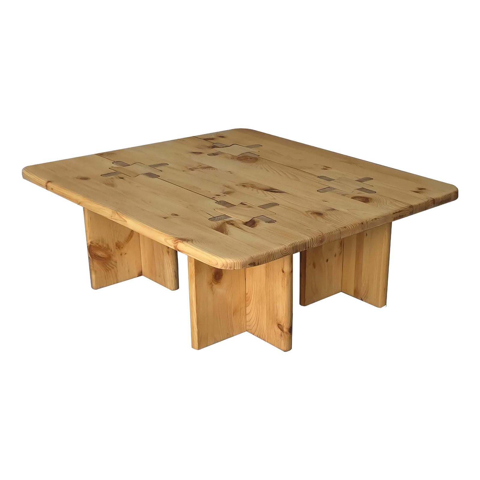 Vintage Swedish Interlocking Pine Coffee Table | Chairish