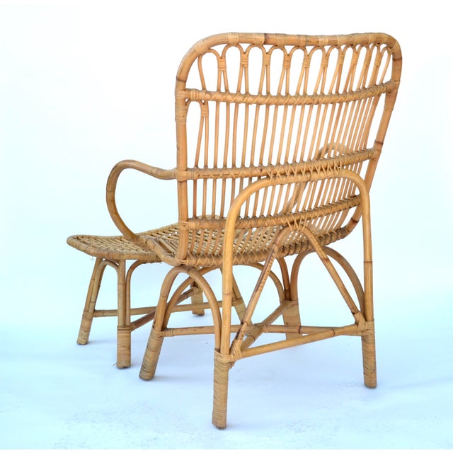 Vintage Rattan Bamboo Chair and Ottoman Chairish